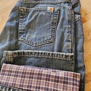 Carhartt Vintage Blue Jeans with Flannel Lining